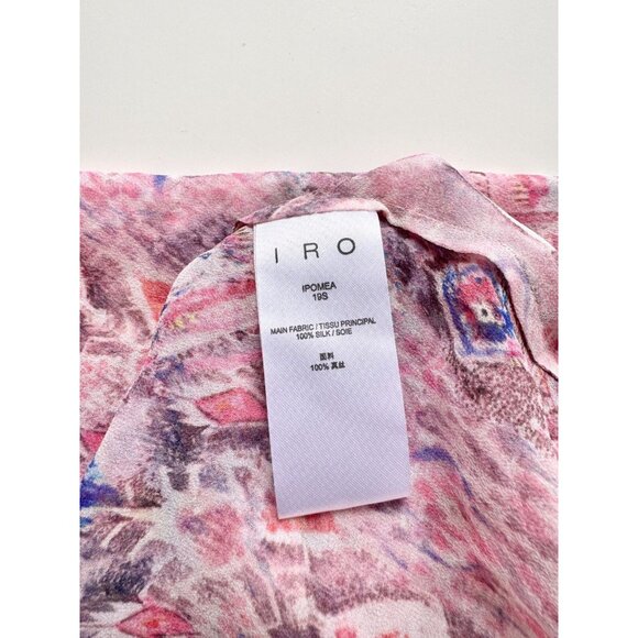 NWT IRO Pomea Pink Purple Ikat Sheer Silk Georgette Draped Blouse, Size 36/XS - Picture 10 of 11